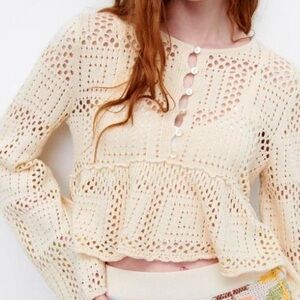 Zara Cream Crochet Top